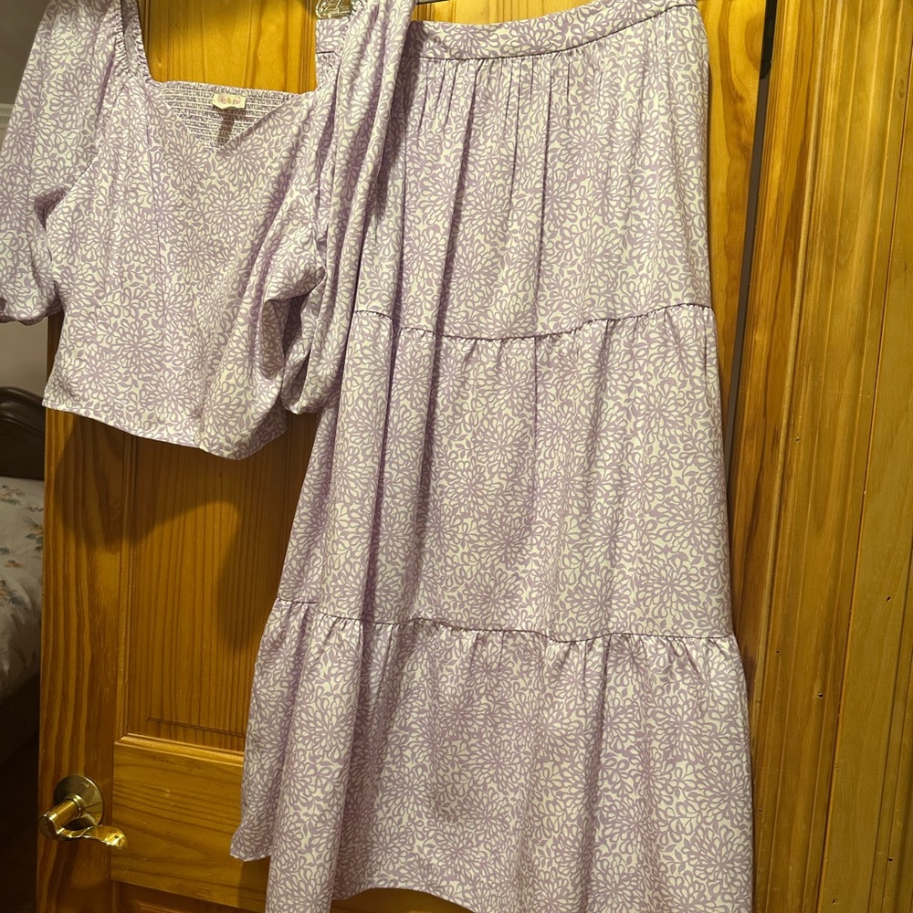 Riley & Rae Lilac Patterned Skirt Set